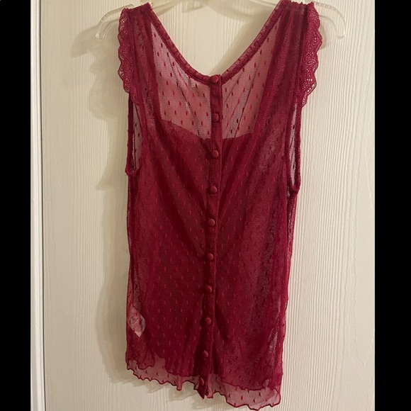 Free people burgundy mesh top - Picture 2 of 3